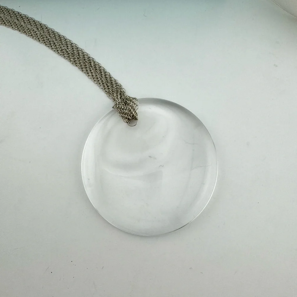 Tiffany & Co. Elsa Peretti 50mm Round Disc in Rock Crystal on Mesh Chain